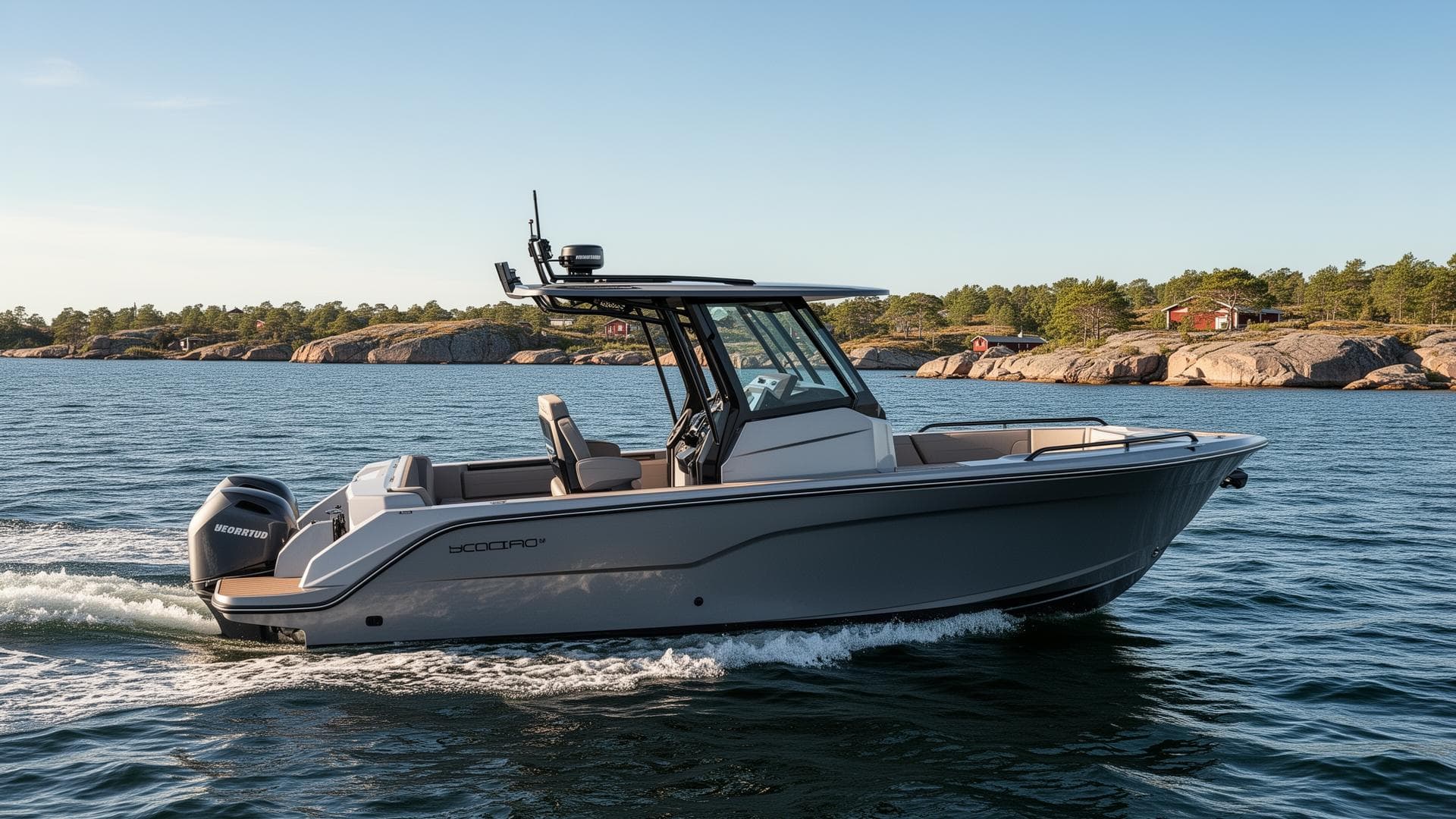 Styrpulpetbåt på sommarhav