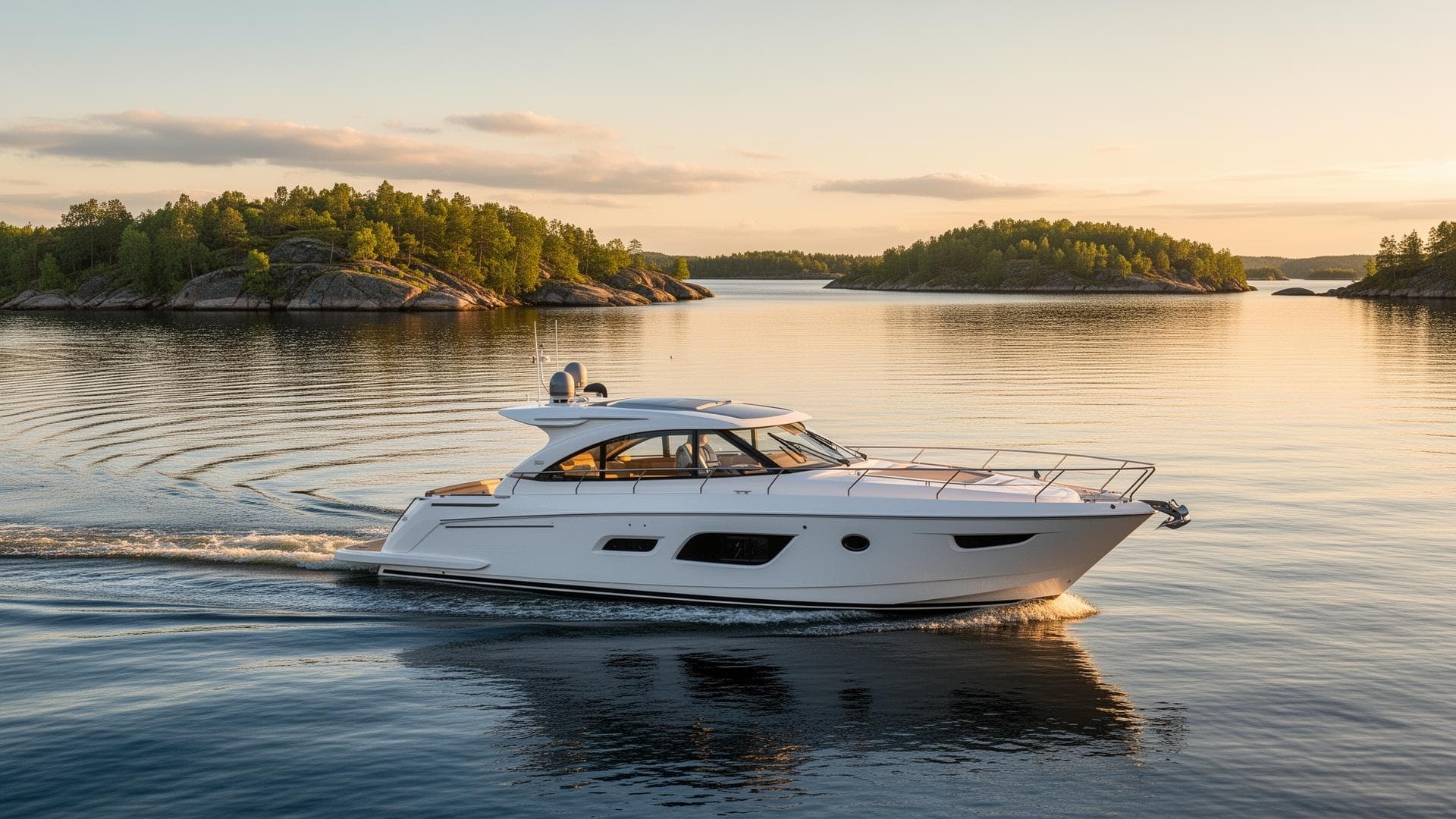 Motorbåt på öppet vatten