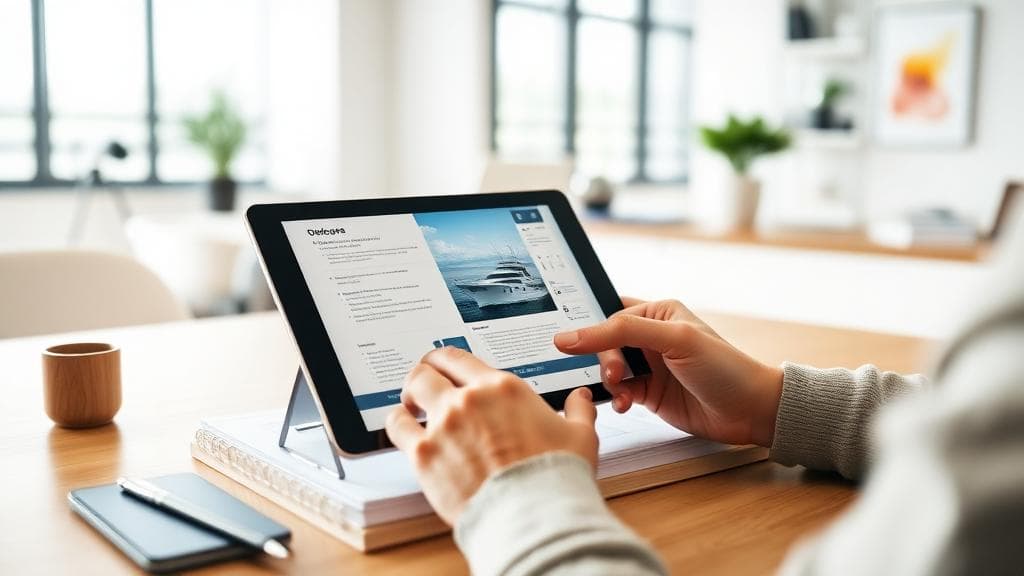 Person som jämför offerter från båtmäklare